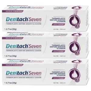 Denttach Denture Adhesive, Thermoplastic Denture Adhesive, Cushion and Reliner, Comfortable, Secure Denture Grip for Up to 7 Days, Non Glue, Zinc Free, Long Holding Denture Reliner (Pack of 3)
