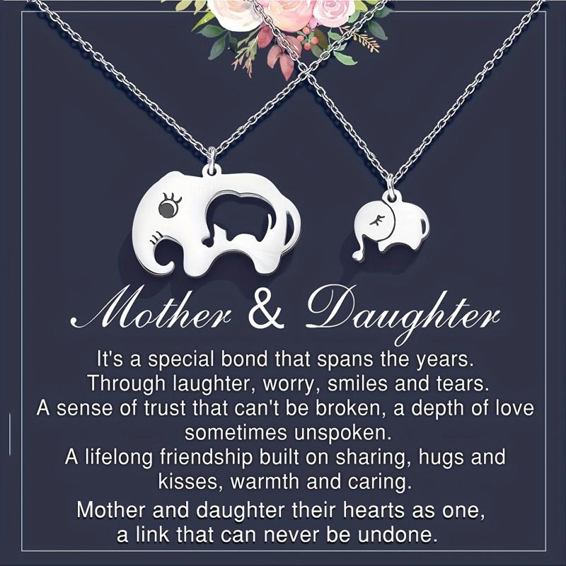 2pcs Elegant Cute Baby Elephant + Female Elephant Pendant Necklace Set, Mother and Daughter Necklace Set, Mother's Day, Birthday Party Gifts