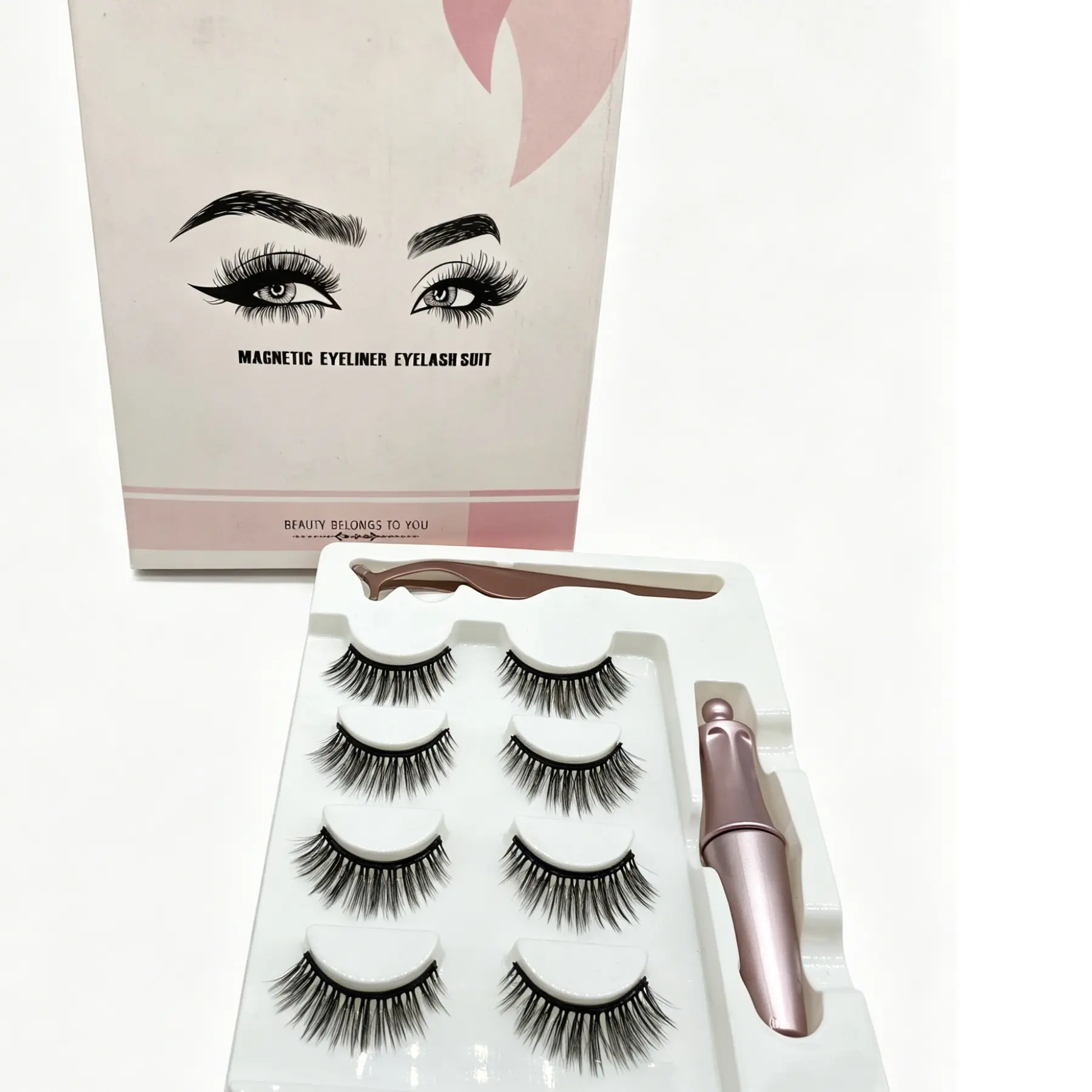 Glue-Free Magnetic False Eyelashes, High Quality Eyelashes, Makeup, Natural Dense Style, 4 Pairs Set, Beginner Friendly
