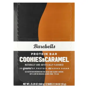 Barebells Protein Bar, Cookies & Caramel, 12 Bars, 1.94 oz (55 g) Each Barebells Protein Bar, Cookies & Caramel, 12 Bars, 1.94 oz (55 g) Each