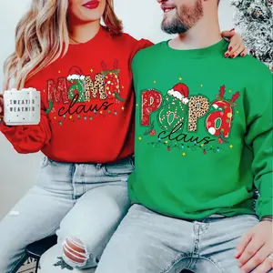 Mama & Papa Claus Chrismas Couple Sweatshirt, Christmas Couple Matching Shirt, Holiday Couples Pajamas Casual Shirt, Xmas Shirt, Matching Clothing