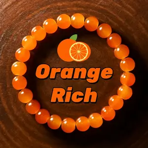 Women's 8mm Orange Crystal Exquisite Trendy Bracelet - Elastic Stretch Beaded Chain - Lightweight, Durable Fashion Costume Jewelry