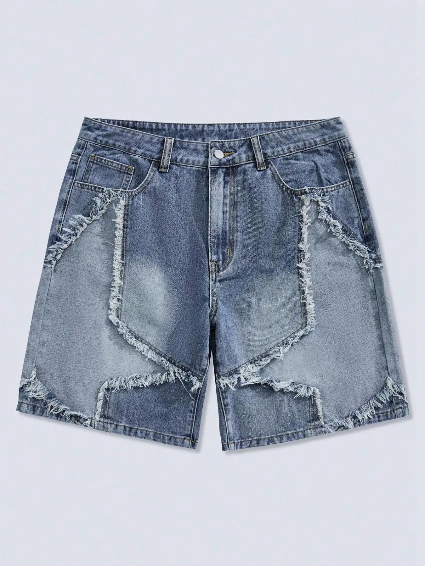 Denim Star Shorts, Loose Fit Oversize Baggy Wide Leg Denim Jeans, Y2K Street Style, Cotton Side Pockets, Summer Fashion Trend, All Seasons Wear, Streetwear, Bottom