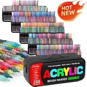 GUANGNA 288pcs Straight Liquid Acrylic Marker Set, Acrylic Paint Markers, Christmas gifts，Large Capacity, Quick-Drying, for Various DIY Needs, Suitable for Marking, Painting, Coloring, Christmas Gift Giving, And Professional Art Painting Purposes.