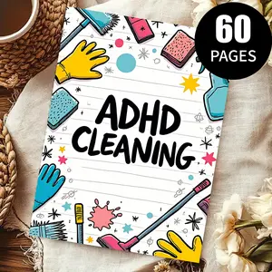 ADHD Cleaning Planner Book, 60 Pages Household Management Annual Plan, Daily & Weekly Cleaning Schedule, Family Chore Responsibility Chart, Annual Cleaning Checklist, Reduce Cleaning Burden, Easy for New Housewives to keep regular cleaning habits