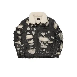 Faro Black Denim Sherpa Puffer Jacket