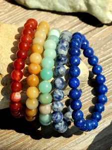 5pcs Healing Crystal Bracelet Set, 8mm Beaded Energy Balance, Unisex Elastic Yoga Chain, Perfect Gift for Thanksgiving & Christmas