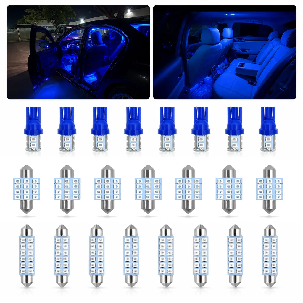 LED Car Bulb Kit Set T10 31mm 42mm 24PCS LED Interior Replacement Bulbs For Map License Plate Courtesy Lights Accessories
