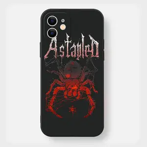 Spider & Letter Pattern Phone Case, Shockproof Phone Protective Cover, Phone Accessory Compatible with iPhone 7 8 11 12 13 14 15 Series