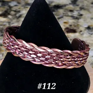 #112 - Pure Copper  5 5/8" x 5/8"   Hand-Woven Cuff Bracelet – Handmade Artisan Jewelry – Unisex – Gift Ready