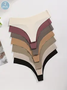 6/7/14-Pack Autumn and Winter Color Seamless One-Piece Panties, Silky Comfortable Women's Simple Triangle Underwear, Fashionable All-Season Lingerie