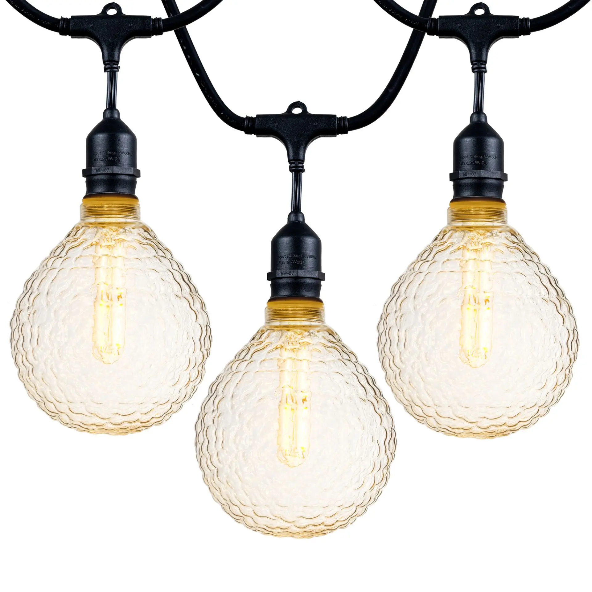 Festive Living T25 LED Filament Bulb String Light Set – 48FT, 24 Sockets – Warm White 2700K, Shatter-Resistant, Indoor/Outdoor Use