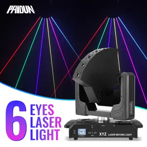 PAIDUN 6 Eyes RGB Laser Stage Lighting XYZ Axis Moving Head Light Music Control DJ Disco Bar Club