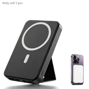 Magnetic Portable Charger,10000mAh Chargeable Power Bank with Leather Foldable Stand,Wireless Magnetic Power Bank with USB C Chargin,Travel Essentials,Compatible with iPhone 17/16/15/14/13 Series,Folding,Charging