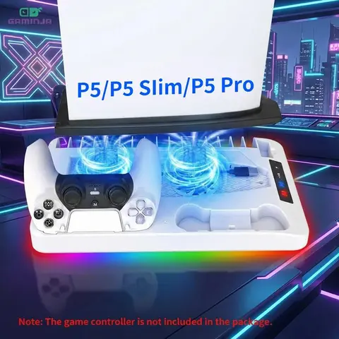 P58 Multi-Functional PS5 Console Charging Base - Vertical Stand, Cooling Fan-Equipped Mount, USB Charging Station, Gaming Pad & Controller Accessory (Fits PS5 Slim, Pro & All Models, Removable Cooling Pad) for Gamers