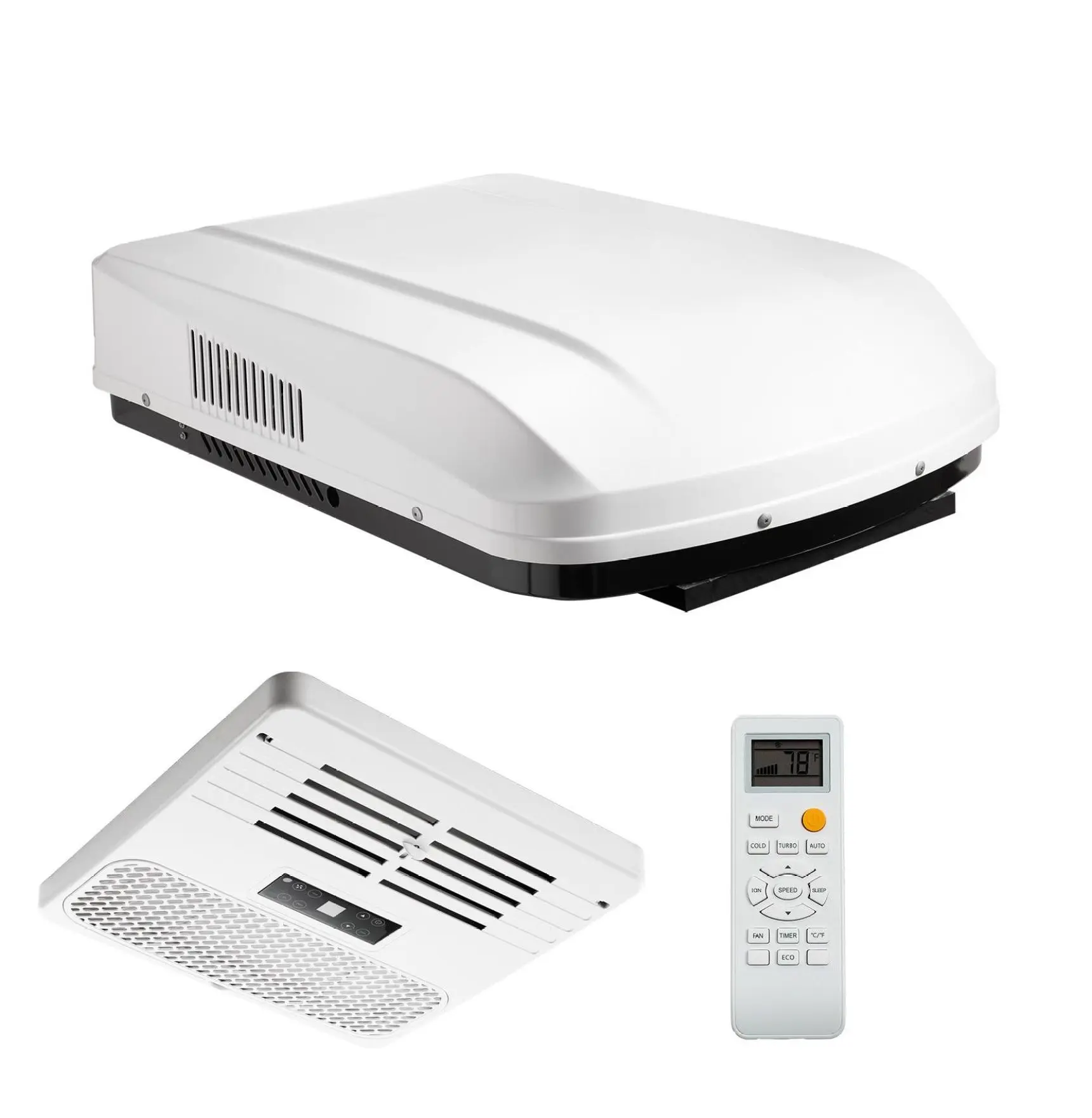 RV Air Conditioner 13500 BTU 120V Ducted - Variable Speed Compressor, Quiet Cooling, Remote Control, Easy Install - White Default