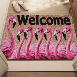 1 Flamingo Welcome Mat Pink Flamingo Design Suitable for Foyer Bedroom Living Room Camping Decoration Mat
