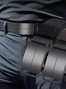 Men's Automatic Buckle Belt - Adjustable Ratchet Belt - Sporty Black Canvas Belt with Embossed , Outdoor & Gym Training - Durable Adjustable Waistband