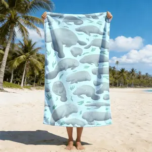 A Single Piece of Beach Towel Featuring a Manatee Design, Made from Soft And Lightweight Polyester. It'S Absorbent And Quick-Drying, Suitable for Both Men And Women, Making It Ideal for Beach Outings, Camping, Swimming, Diving, Surfing
