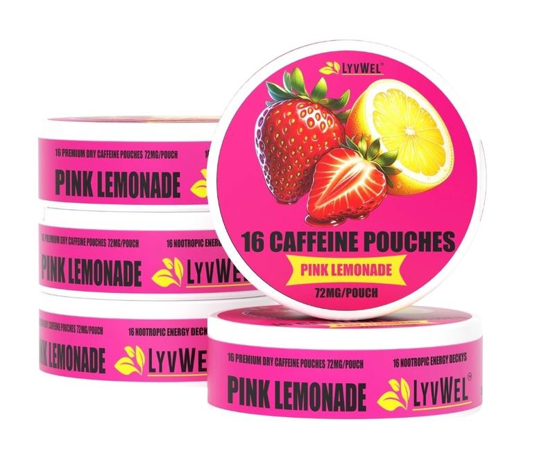 LyvWel 72mg Caffeine Pouches 5-pack Variety or solid flavors 1152mg per can Lip pillows No Sugar, Energy Decky Boost Upper Decker blueberry ice, Pineapple, Cherry, Red gummy bear, Watermelon, Peach tea, Spearmint, Wintergreen, Mango crush, Pink lemonade