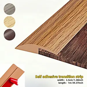 39.37 Inch Wood Grain Self-Adhesive PVC Floor Transition Strip, Peel & Stick Edges Trim for Carpet Laminate Vinyl Flooring