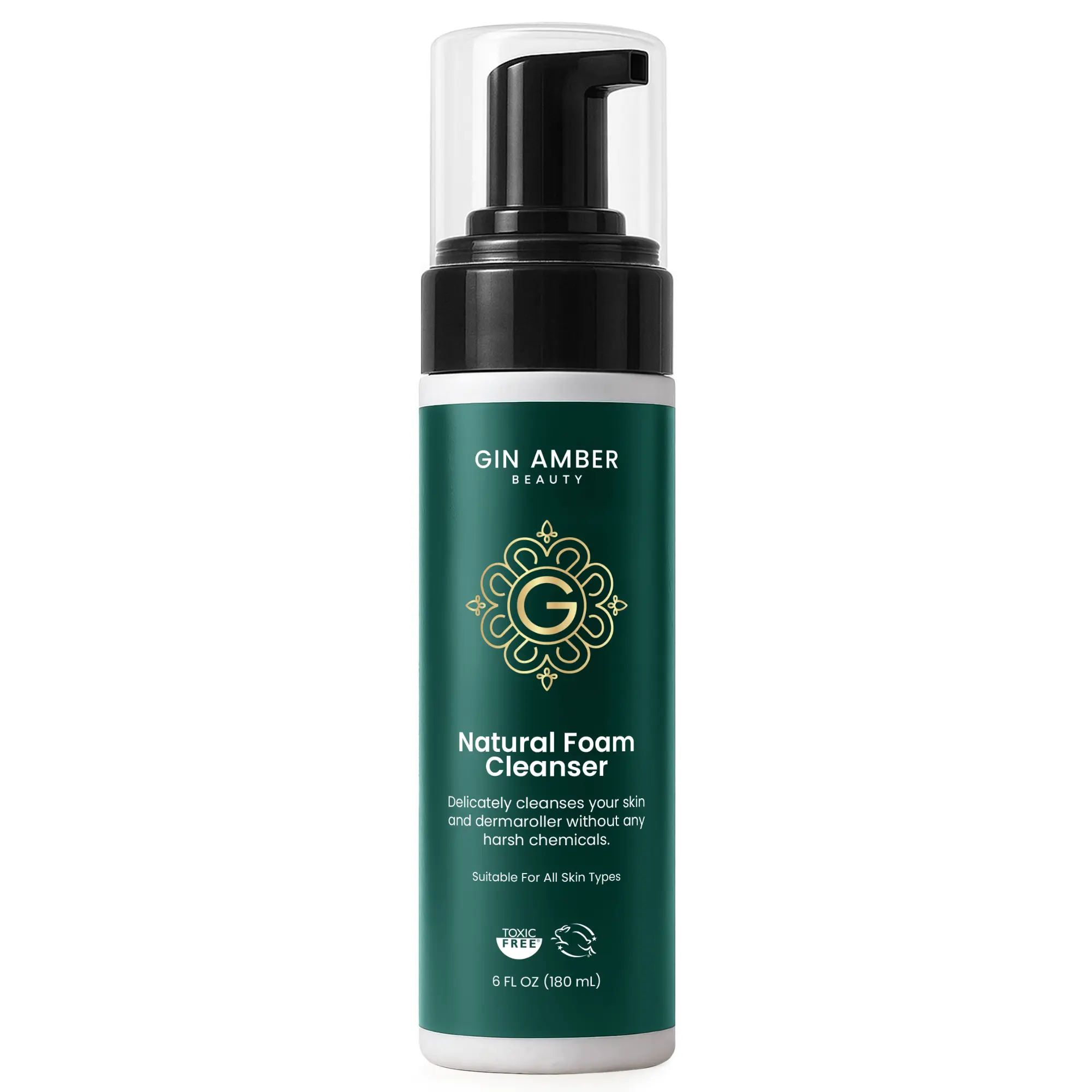 Gin Amber Beauty Natural Foam Cleanser 180mL - Gentle Skin & Dermaroller Cleansing for Microneedling Sessions & All Skin Types
