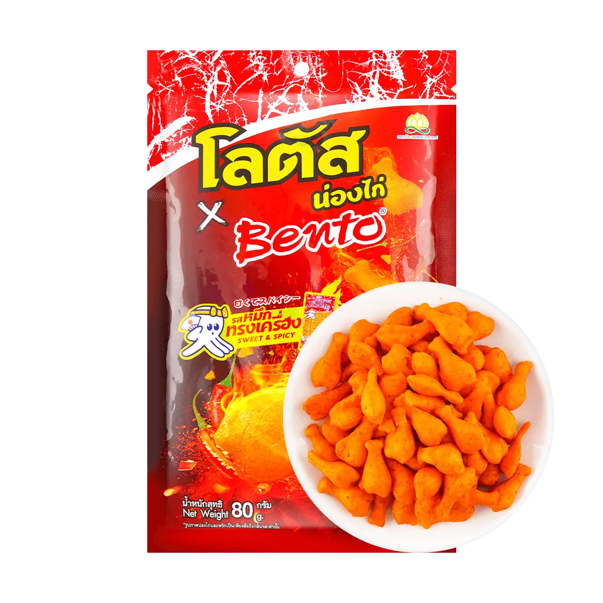 LOTUS x BENTO Sweet Chili Squid Crispy Snack Biscuits 80g - Thai Flavor Explosion