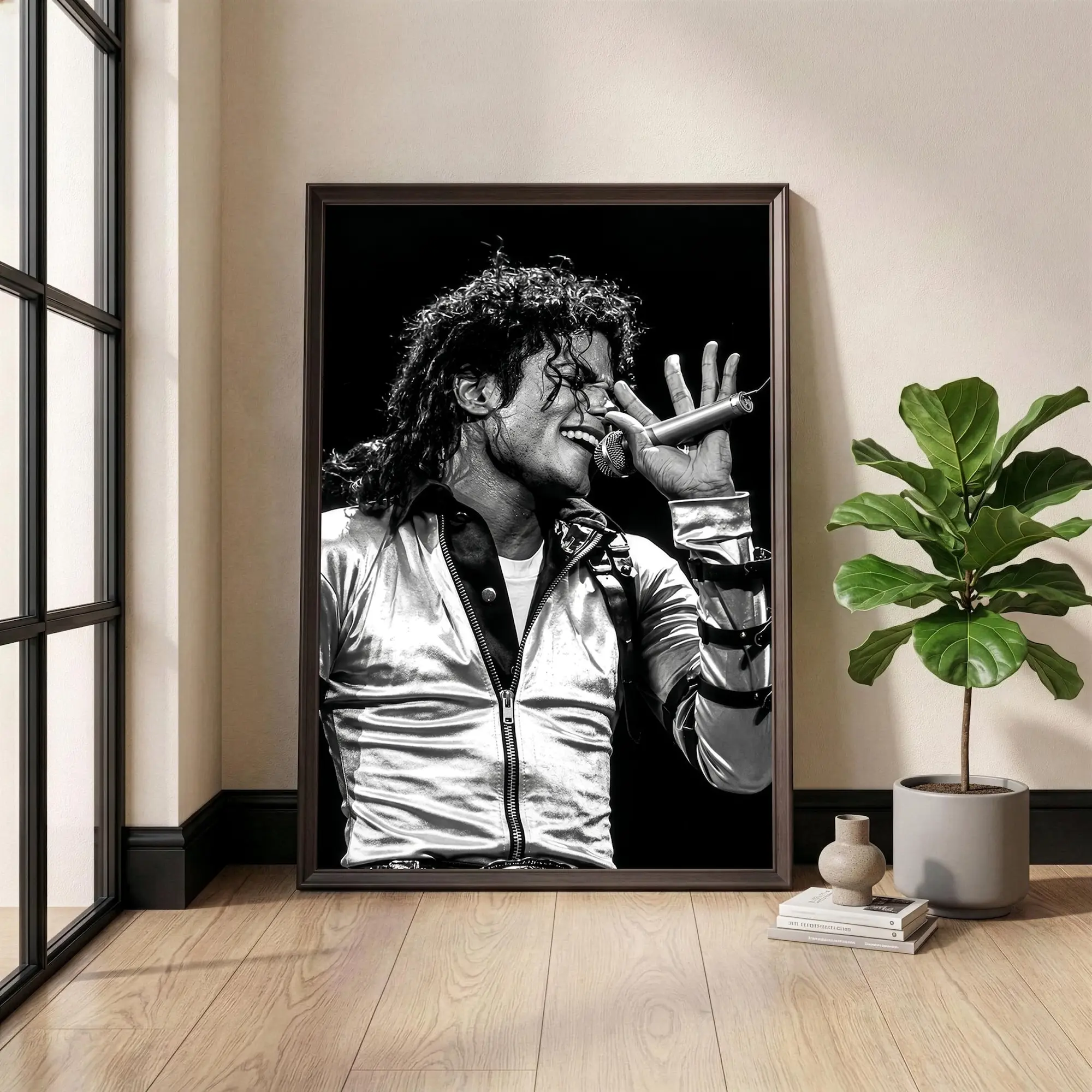 Michael Jackson Poster, King of Pop Wall Art, Black and White Music Print, Vintage Concert Photography, Musician Gift, Music Studio Decor( Unframed - Print Only )