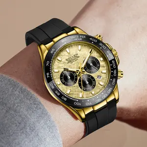 SOLLEN Men's Multifunctional Quartz Watch 713 - Day/Date Display, 24-Hour Chronograph, Waterproof & Luminous, Silicone Strap, Perfect Gift for Valentine's Day