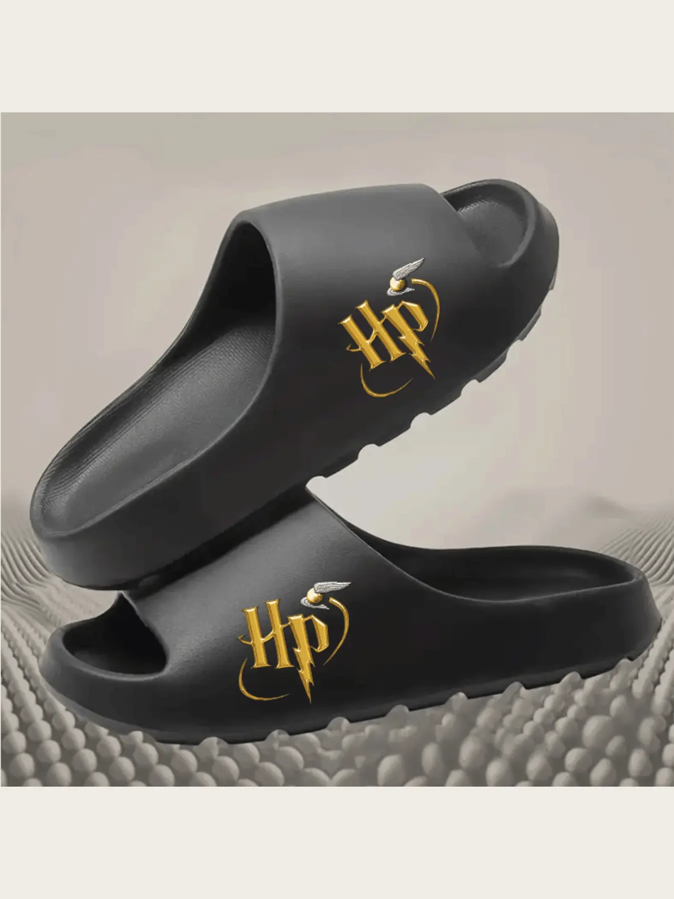 Harry Potter Hogwarts Platform 9 34 Staircase Winged Snitch Gold HP Initials Casual Women Slippers Comfortable Soft Sole Indoor Home Shoes Home Footwear for Fans Adults