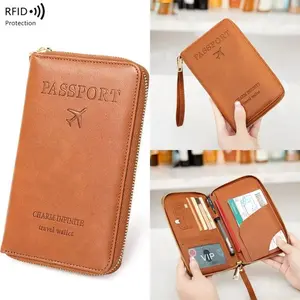 2026 RFID Blocking Long Passport Bag, Multifunctional Travel Zipper Storage Bag for Tickets Documents Phone, Stylish Travel Essentials