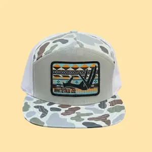 Whitetail Co. Western Buck Trucker Hat 2026 Edition – Camo Snapback Cap with Embroidered Deer Patch | Outdoor Hunting Streetwear Hat