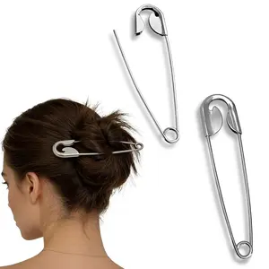 4PCS Metal Safety Pin Hair Clip, Casual Versatile Hair Accessory for Women & Girls, Minimalist Hair Clip for Messy Bun Hair Back of Head Suitable for Thick Hair