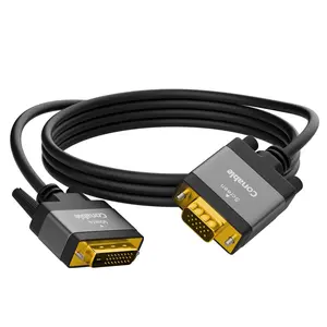 DVI to VGA Cable 6 FT, Uni-Directional DVI-D 24+1 to VGA Cord, Gold-Plated Connectors, 1080P Full HD for HDTV PC Host Laptop Monitor Projector Black Cable