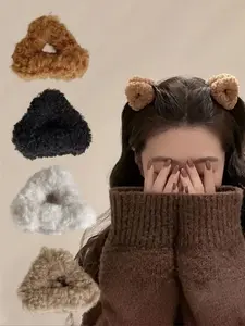 Cute Cat Ear Hair Clip Set for Women, Soft Lamb Wool Triangle Barrettes, Small Size, Perfect for Half Updo, Princess Style, Playful, Daily Wear, Super Cute Clips