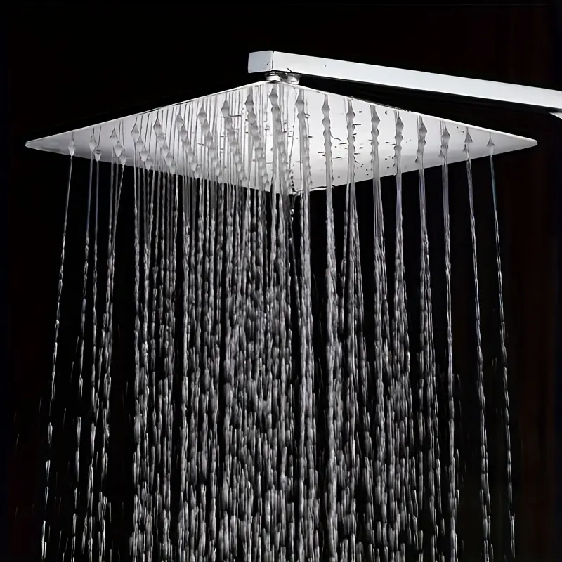 6 Inch Square Shower Head Stainless Steel Pressure Boosting Rainfall Spray Head for Home Hotel Bathroom Use, Durable and Easy Installation, Shower Head Set, Square Showerhead, Pressure Boosted Shower