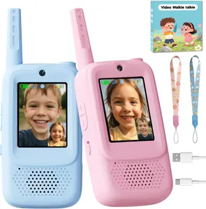 Kids Video Walkie Talkies, 2 Pack Long Range Walkie-Talkie for Kids, Rechargeable Video Call Toys for Indoor, Camping, Hiking, Travel, Christmas Birthday Gift for Boys Girls Age 3-5 (Blue/Pink)