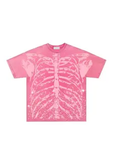American Vintage Street Style Heavy Washed Tie-Dye Skull Graphic Print T-Shirt, Unisex Summer Casual Fashion Short Sleeve Top