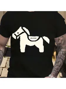 WE11DONE CDG American fashion brand WELLDONE pony print unisex heavy loose-fit pure cotton short-sleeve t-shirt