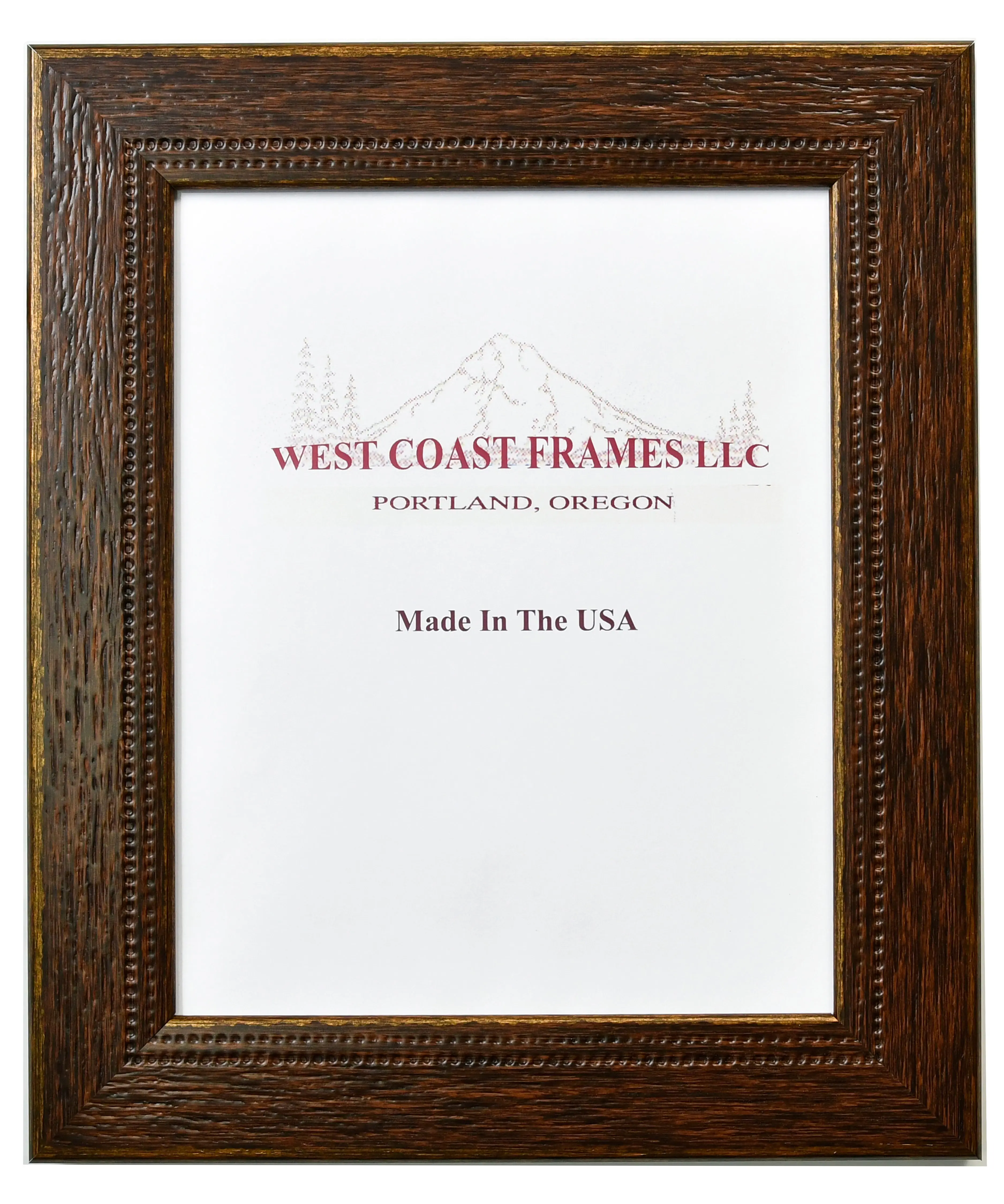 59844 Rustic Western Style Cherry Picture Frame - 2" wide moulding - Clear Glass