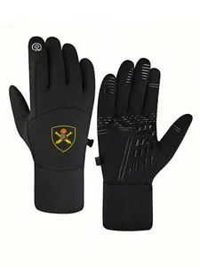 1pc with Exploding Bomb Fiery Flames Crossed Cannons Emblem Yellow Contrast Design Adven winter gloves fishing gloves Touch Screen Breathable Daily Use adult warm gloves Cozy Christmas gifts Classic Wa