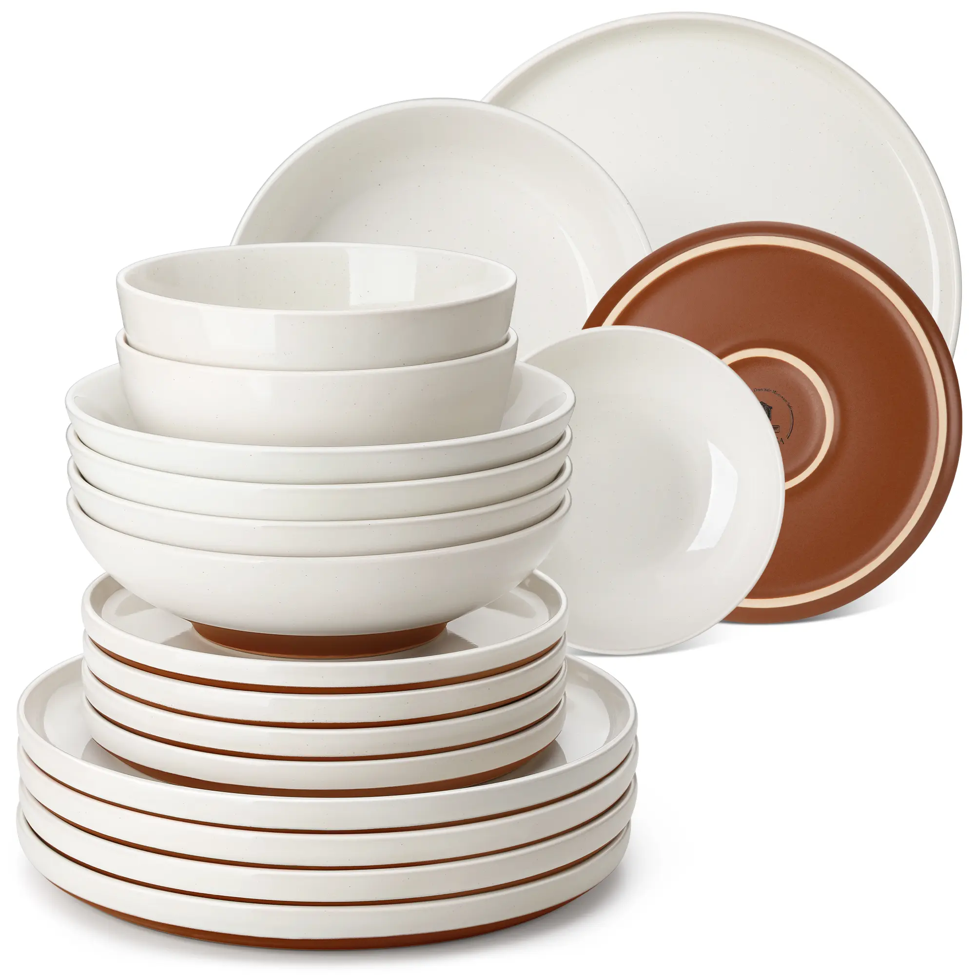 MALACASA Dinnerware Set, ZORA Series, 12/16/18/24-Piece Modern Ceramic Dinnerware Set, Suitable for 4/6 People, Microwave and Dishwasher Safe, Complete Dinnerware Set for Family Gatherings, Spring Special Edition Dining Plate Set Bowls summerwins