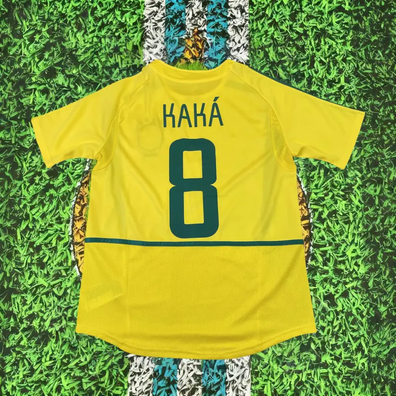 2002 World Cup Brazil Football Team Retro Kaka No. 8 Fan Edition Football Jersey