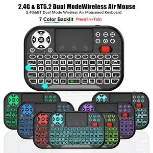 Mini Keyboard,Bluetooth & 2.4GHz Portable Wireless Keyboard with Touchpad Mouse,RGB Backlit,Rechargeable Battery for Android TV Box/Mac/PC/Nvidia Shield Air Mouse, Rechargeable Backlight Keyboard