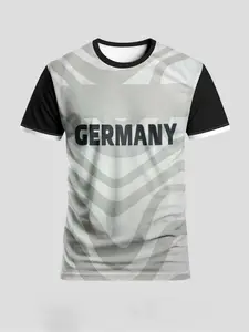 Men's German Football Print T-Shirt, and Germany National Team Style, Round Neck Short Sleeve Top, Sporty Loose Fit