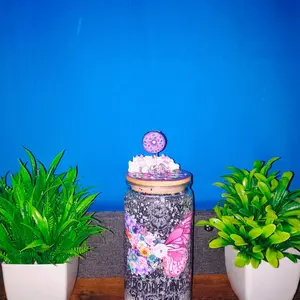 Dream Always Personalized Sup 16 Onz Snowglobe with Floral Design and Butterfly Motif