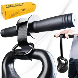 Forearm Strengthener and Wrist Roller with Quick Locking Mechanism - Durable PVC Anti-Slip Grip Handles