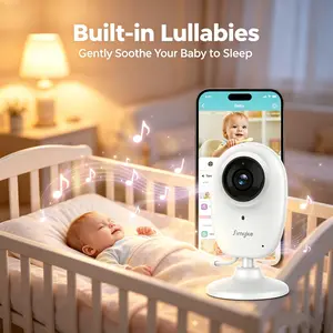 Simyke Smart Video Baby Monitor Bundle Smart Baby Monitor: Plus 1080p Camera -AI Cry Detection 2-Way Talk WiFi No-WiFi Modes VOX ECO Feeding Timer Temp Sensor Night Vision 5 Lullabies Supports Up to 4 Cameras Digital , Sleep Pattern,Night Vision