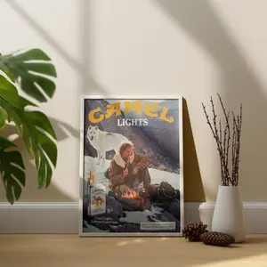 Camel Ad Poster Unframed - Pleasure to Burn - Retro Advertisement Poster - Nostalgic Wall Art - Vintage Home Bar Decor - Unique Gift