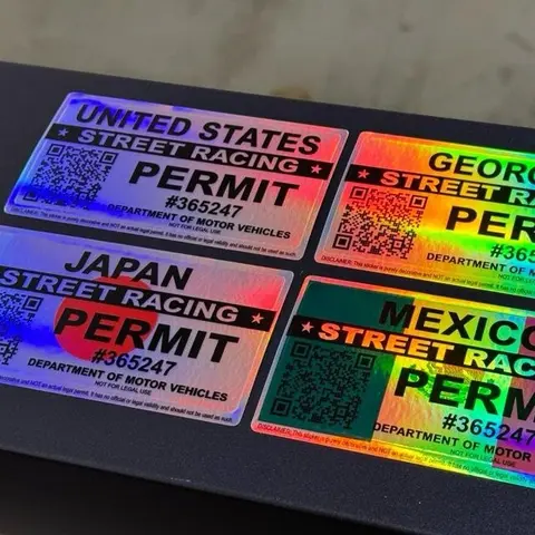 Street Racing Permit Sticker Decal, All States, Puerto Rico, Cuba, Brazil, Canada, Mexico, Japan, El Salvador, Costa Rica